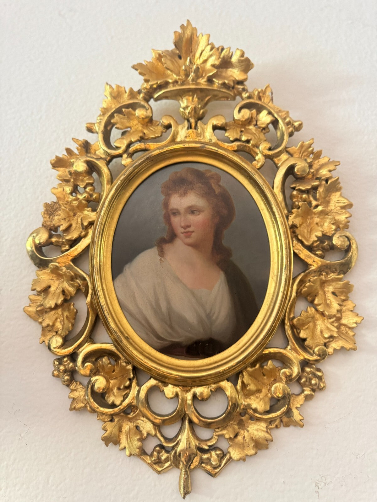 Antique French Portrait Canvas by Léon Girardet in Ornate Gilt Frame, 19th Centu