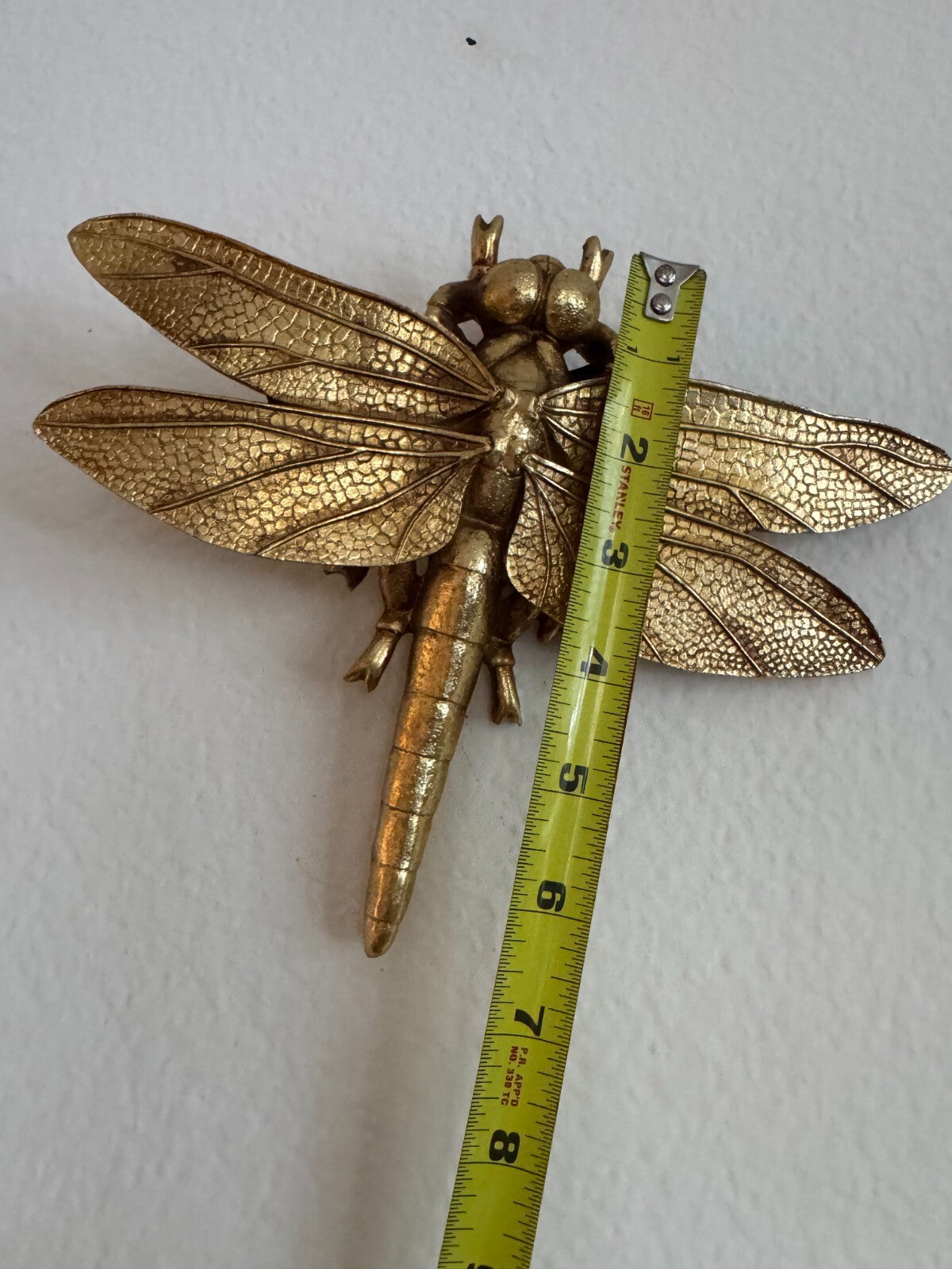 Gold Dragonfly Resin  Wall Figurine Gift Home Decor