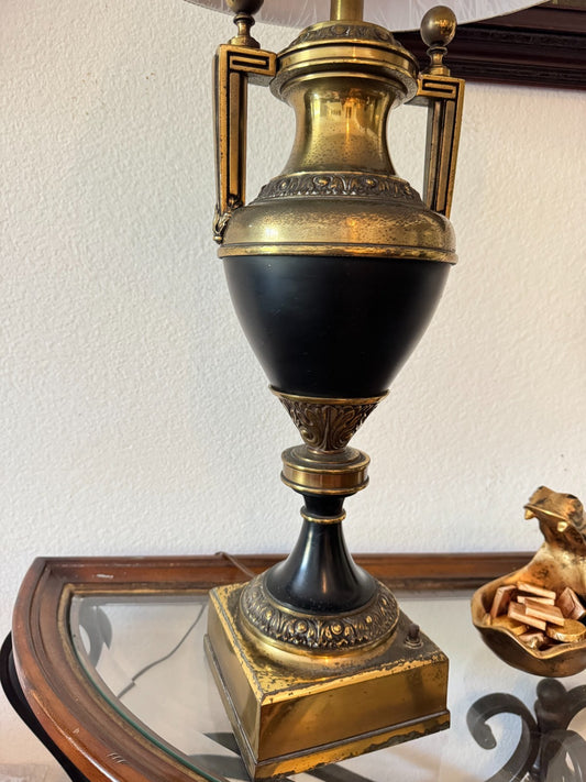 Vintage Neoclassical Style Urn Table Lamp with Brass & Black Finish – 33” Tall
