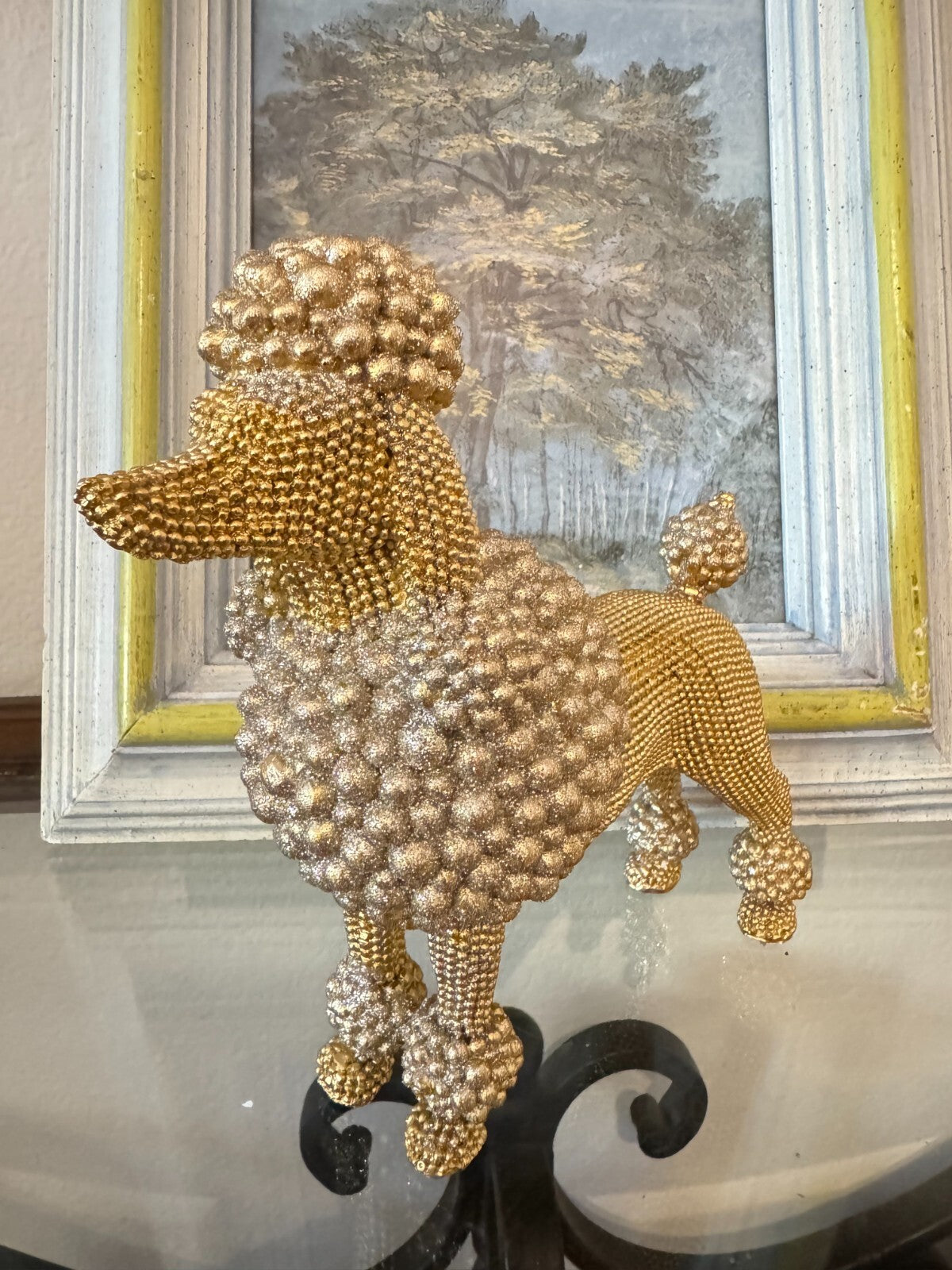 Adorable Poodle Sculpture Resin And Beads, Perfect For Home Decor  And Offices.