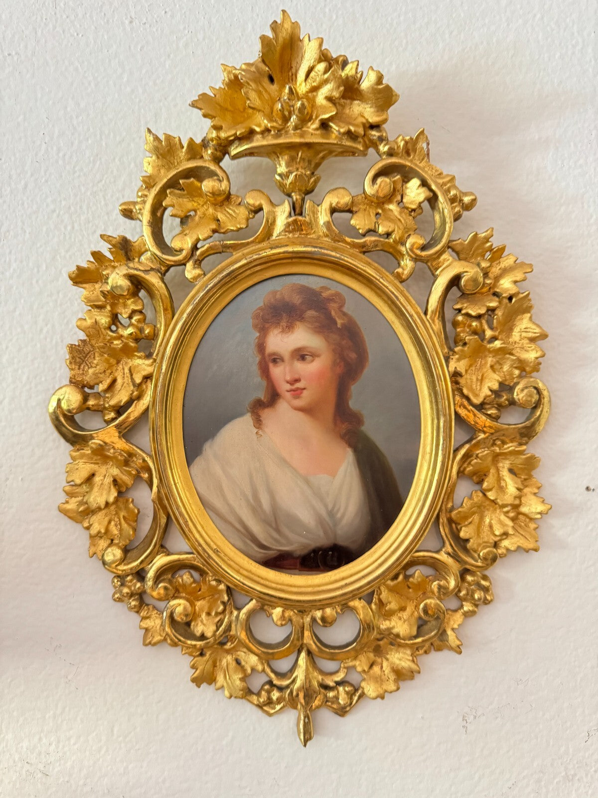 Antique French Portrait Canvas by Léon Girardet in Ornate Gilt Frame, 19th Centu