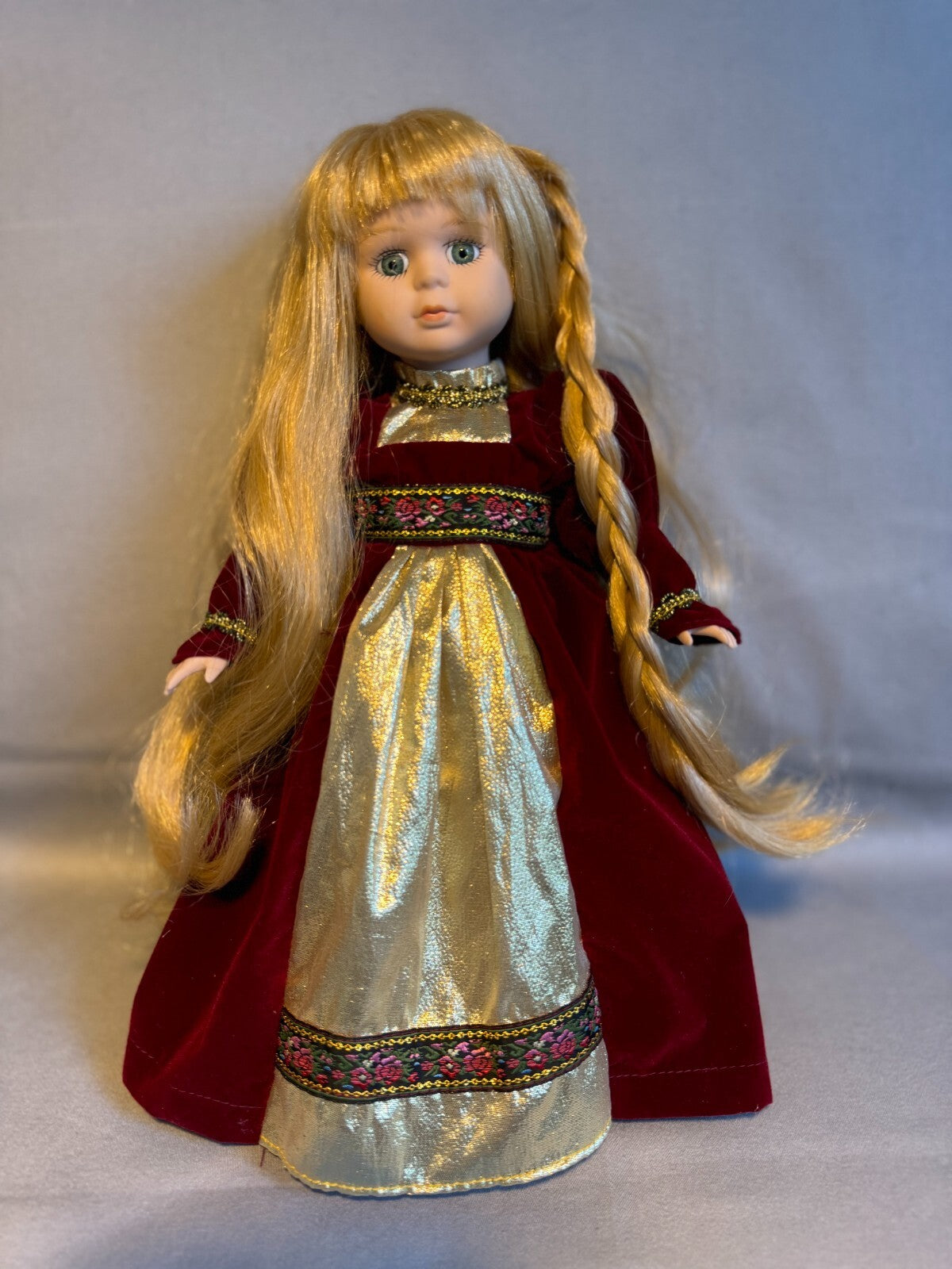 VTG 1995 Disney Princess Rapunzel Doll 12" Porcelain Brass Key Barbara Elizabeth