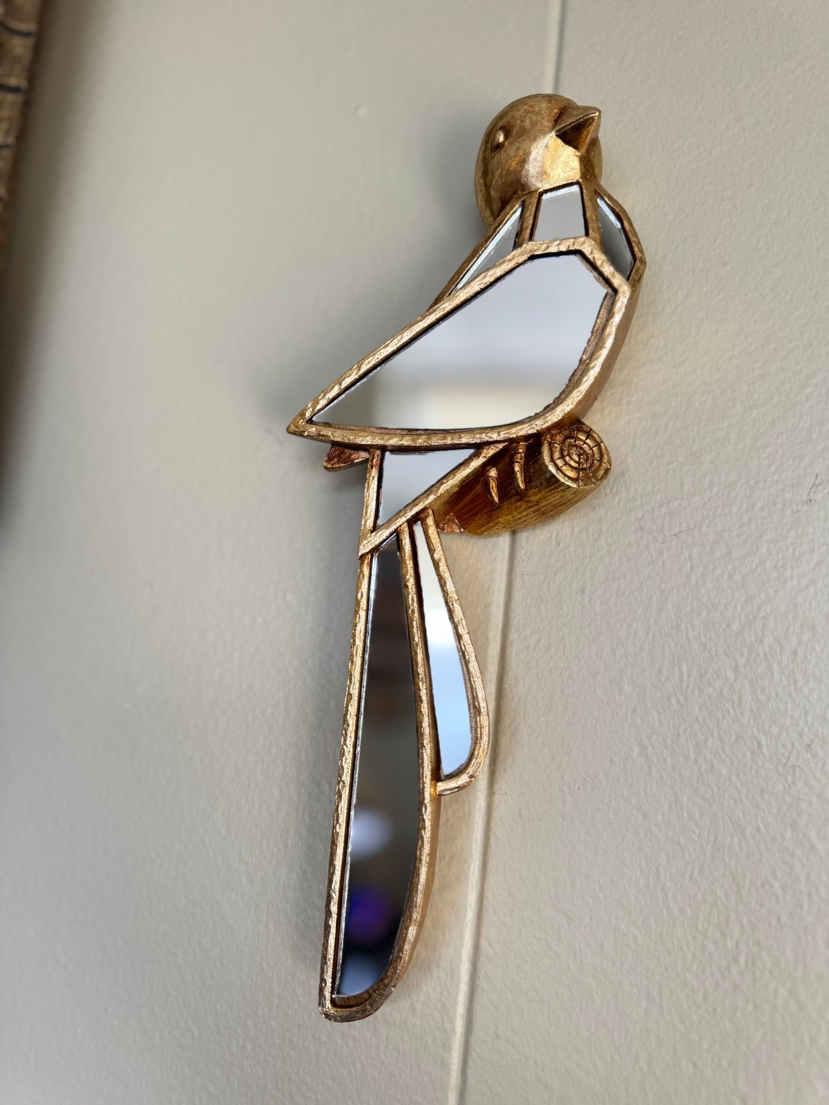 Resin Bird Art, Decorative Hanging Mirror, 11-Inch Wall Décor