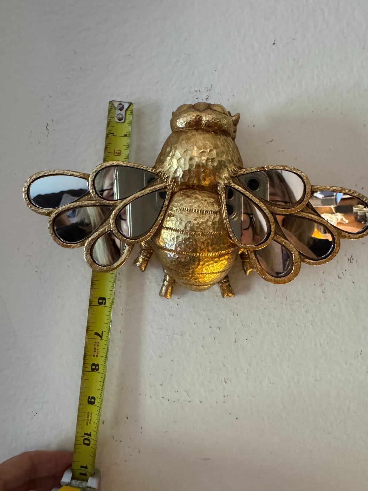 Golden Resin Bee Wall Decor with Mirror Wings –Creative Home Decor Insect Art,