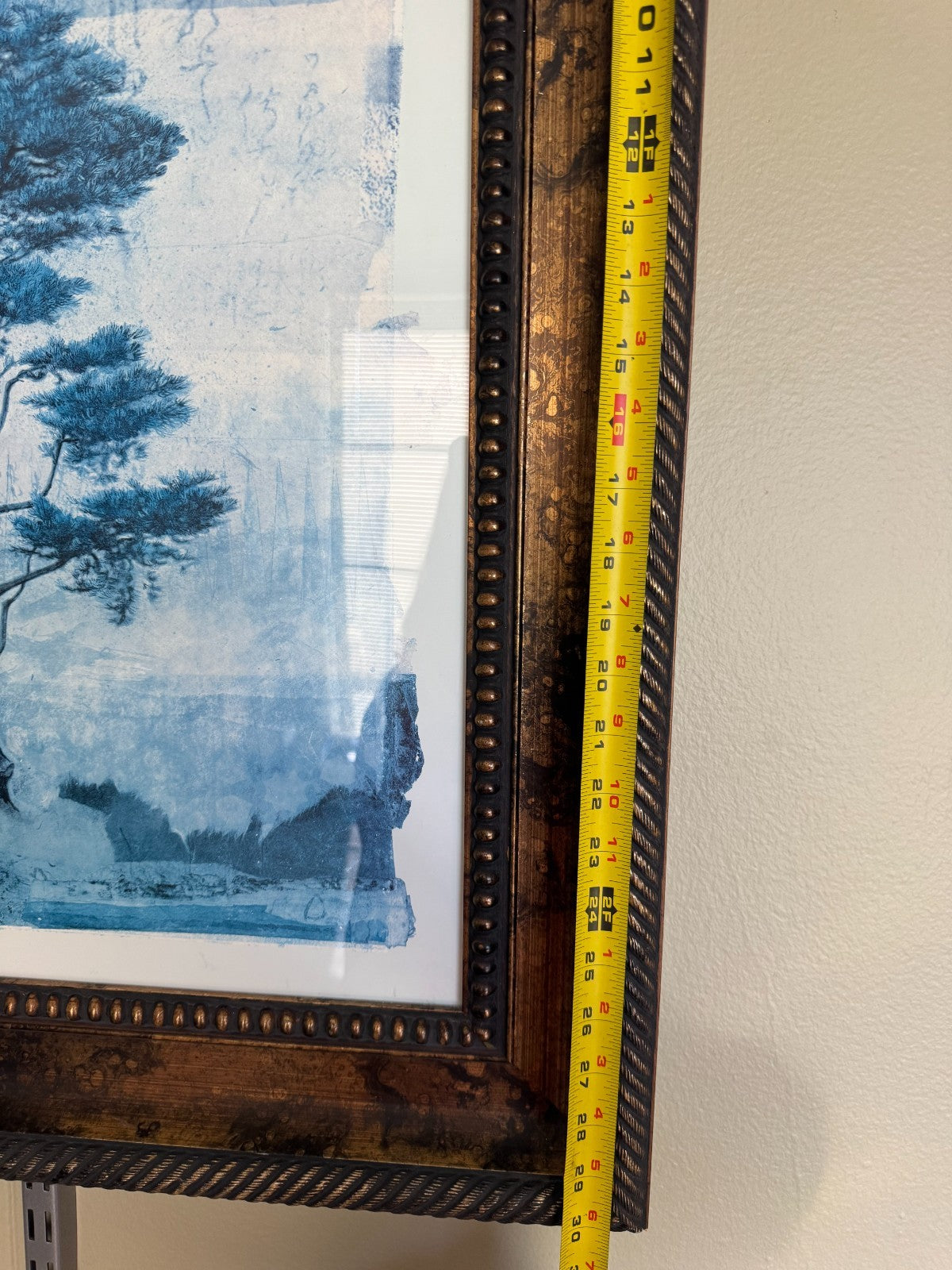 Leo-Donald Farnsworth "Blue Tree "Art Print with Asian Calligraphy 30x23”