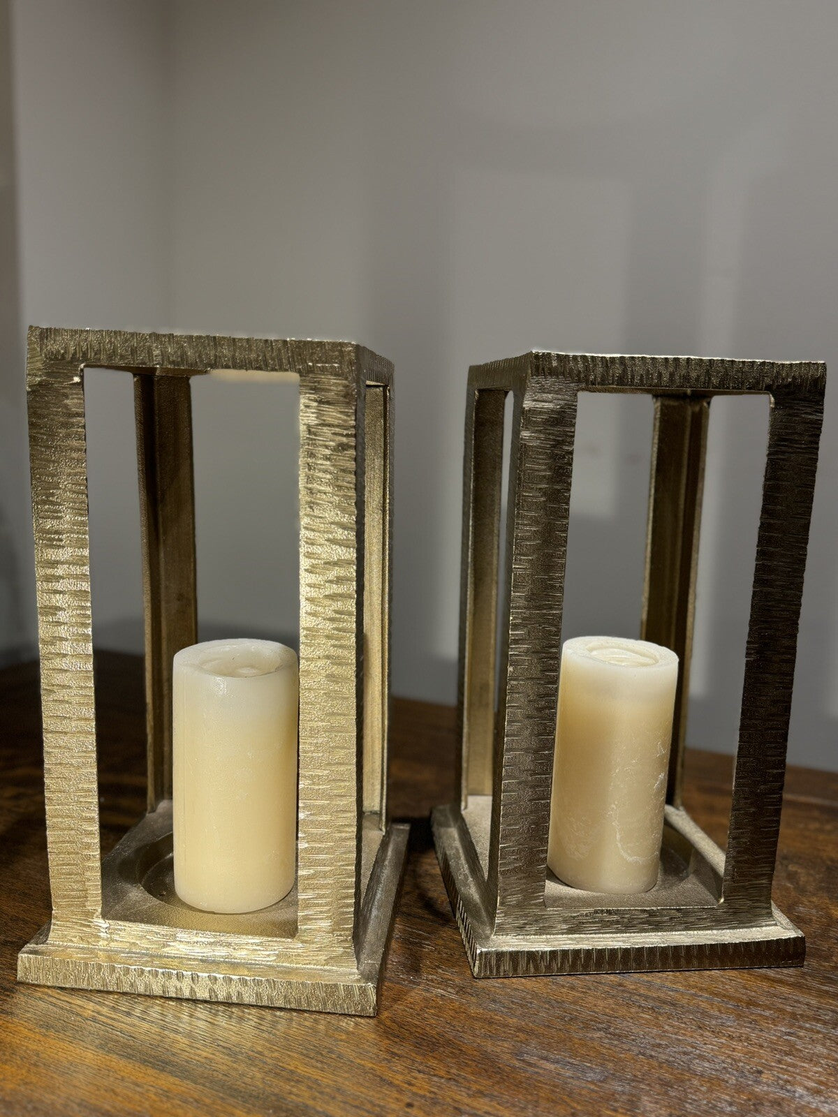 Set Of 2 Napa Shampain NAPA CHAMPAGNE GOLD ISABELLA LANTERN Candleholders