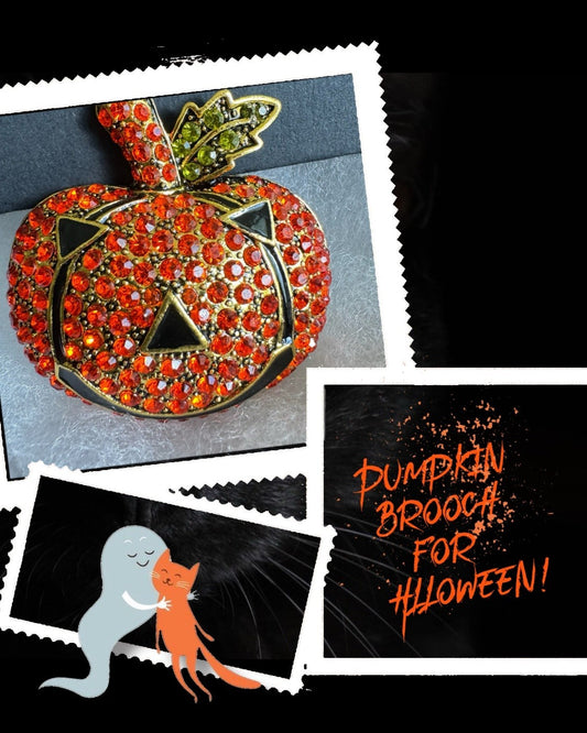 Rhinestone Pumpkin Brooch Halloween Party Pin Women Unisex Free Shipping 2-5 Day