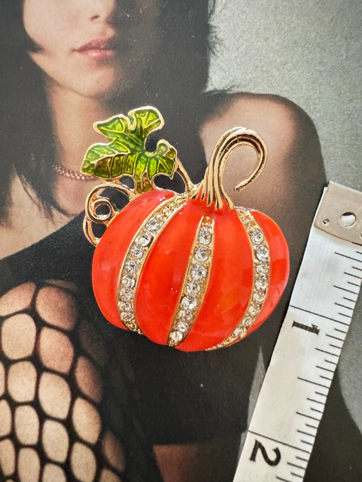 Rhinestone Pumpkin Brooch Halloween Party Pin Women unisex Free Shipping