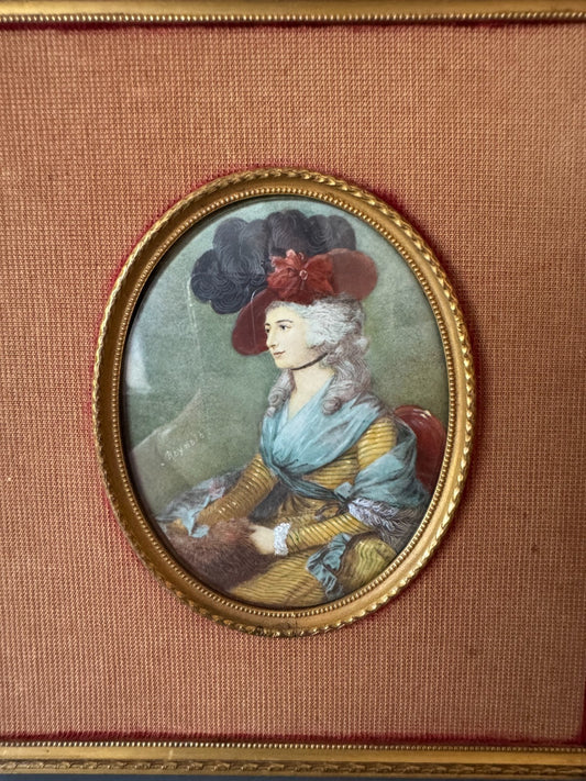 Antiquity 18th-century portrait miniature. Signed “Reynolds”