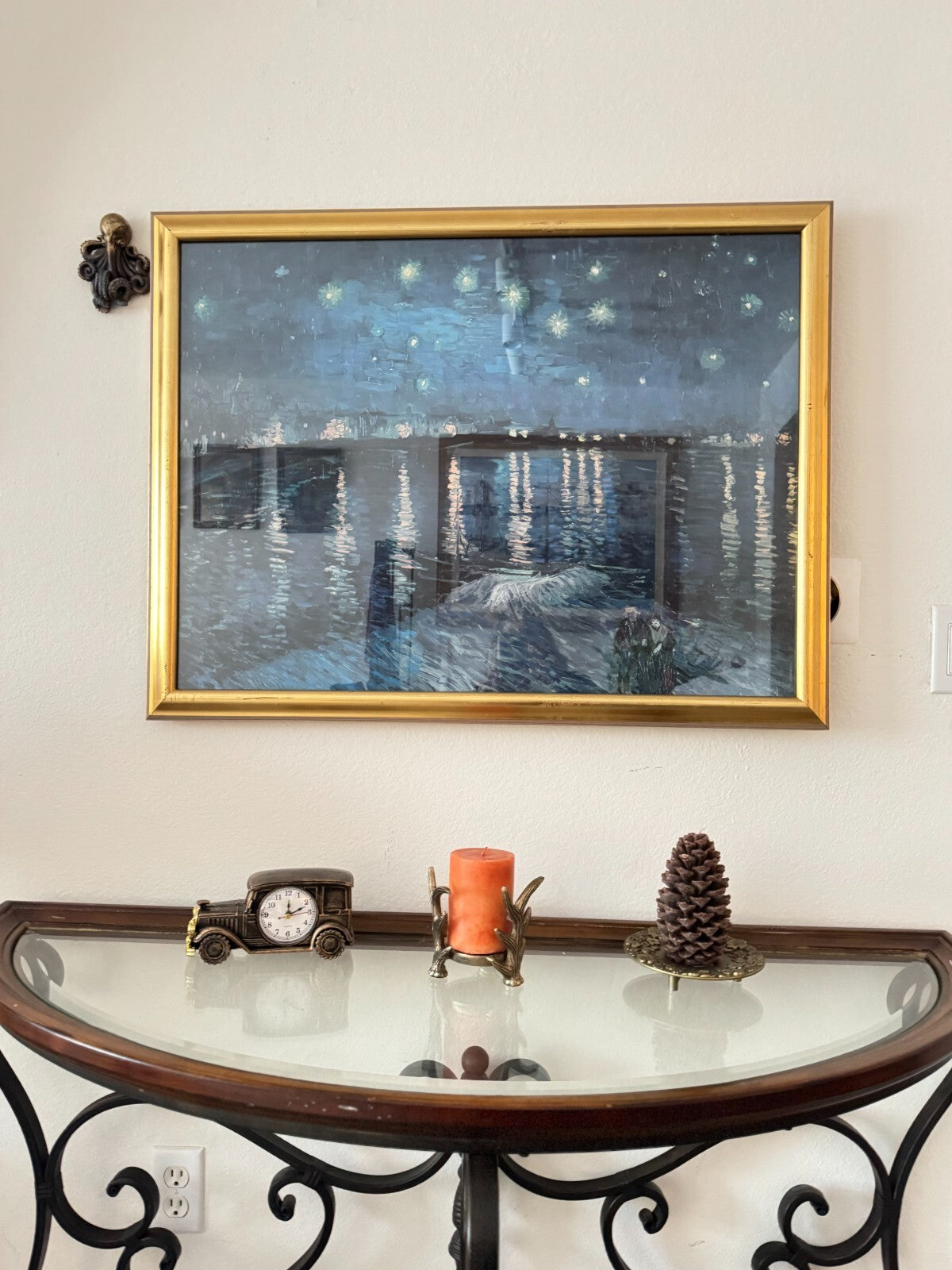 Vincent Van Gogh's ''Starry Night Over the Rhone''Print Gold Frame  33''x25''