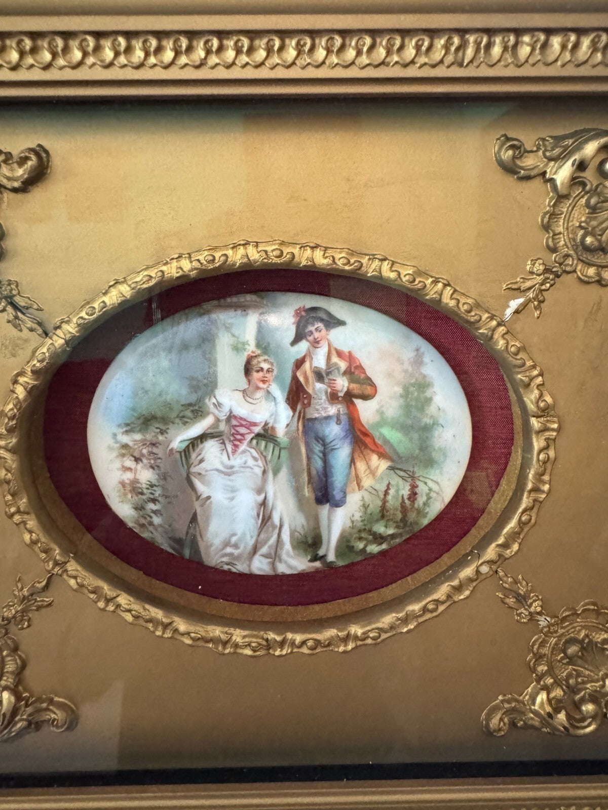 Jean-Honoré Fragonard  Antiquity  Painting on Porcelain in Ornate Gold Frame –
