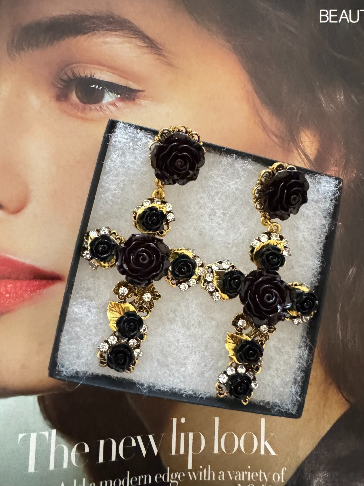 Roses Cross Earring| Fashion Vintage Accessory|  Pin Free Shipping 2-5 Days
