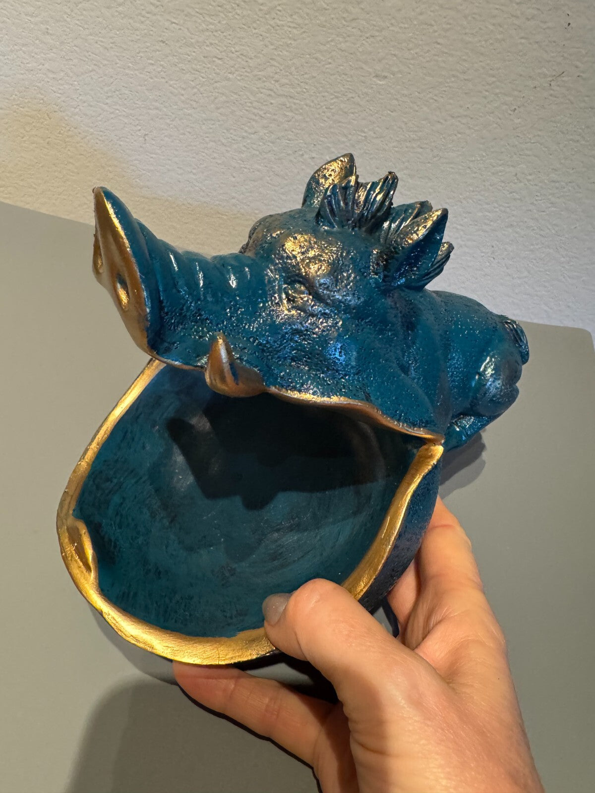 Charming Resin Boar Statue with Storage Tray - Perfect for Keys,