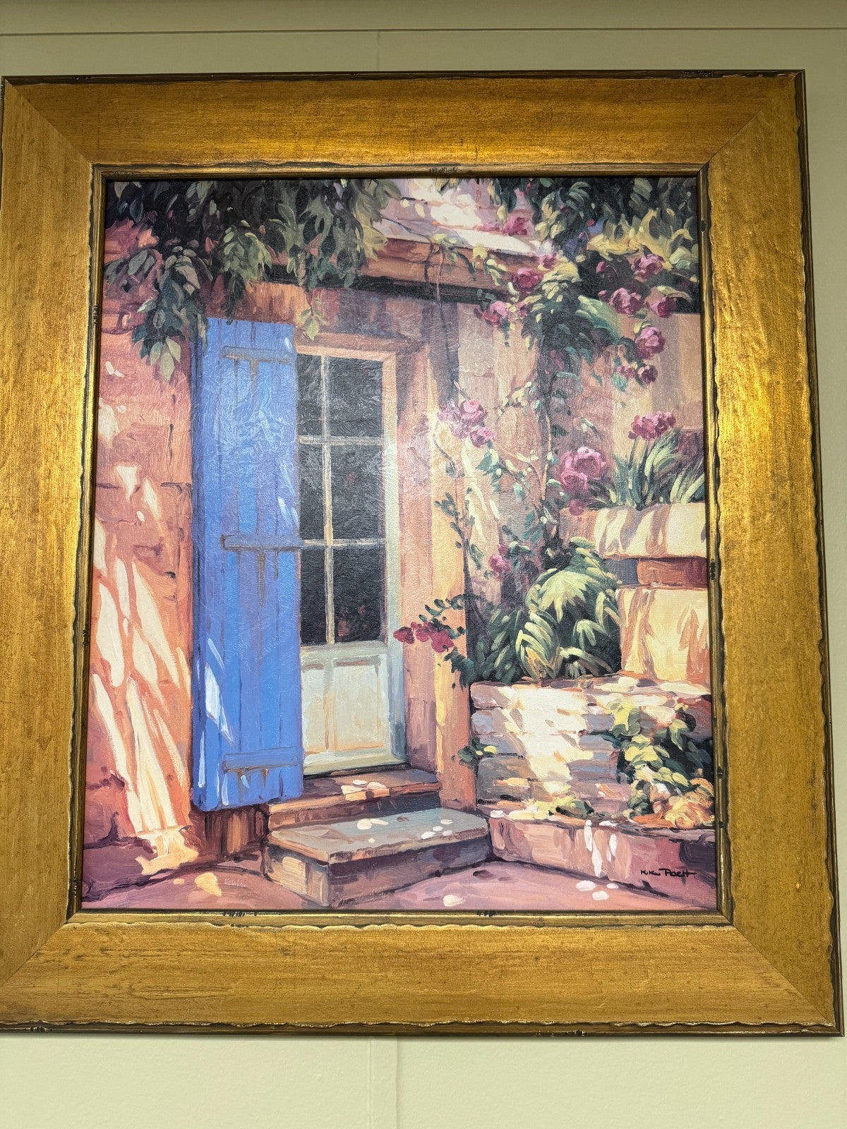 Original Oil Painting by Kiku Roett. ''Blue Door "29''x27''