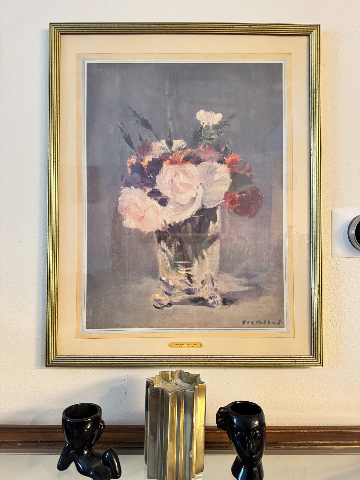 Vintage Framed Print – “Flowers in a Crystal Vase” by Edouard Manet – Gold Frame