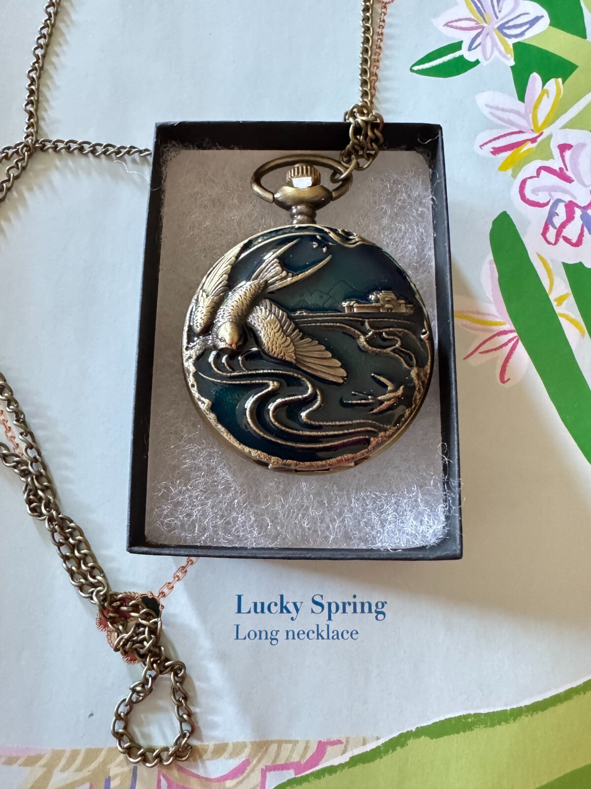 Vintage  Style Quartz Pocket Watch Necklace – Lucky Spring Design