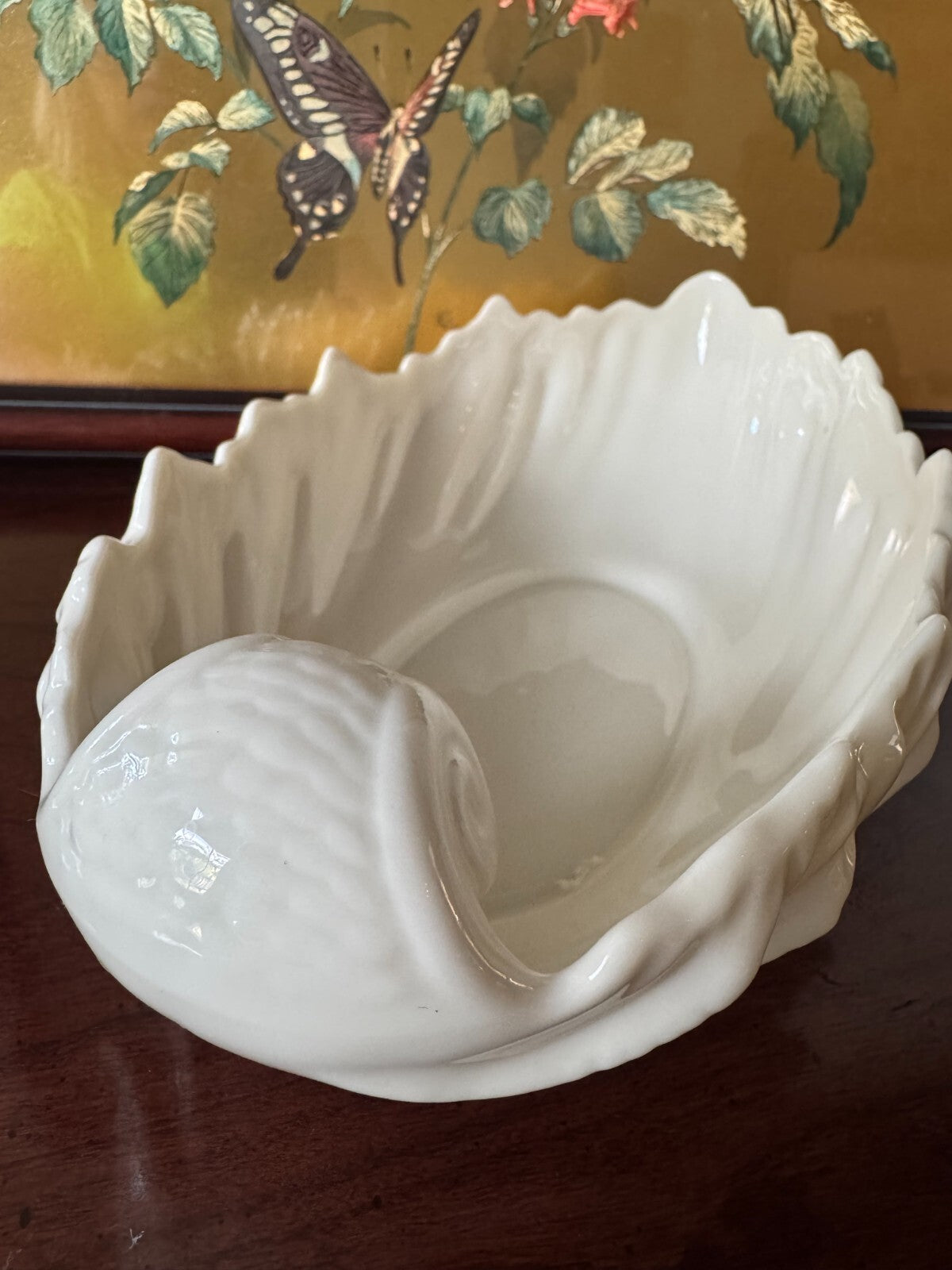 Lenox Swan Leaf Bowl Set of 2 – Ivory Porcelain  8” Serving Dishes – Made in USA
