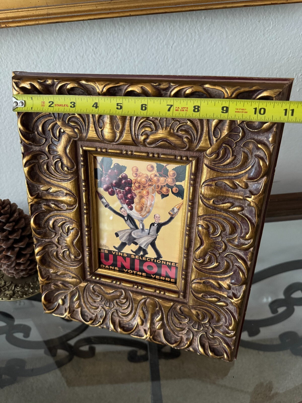 Vintage French Wine Art Print “Union” by Robys 1950 – Ornate Baroque Frame 13x11