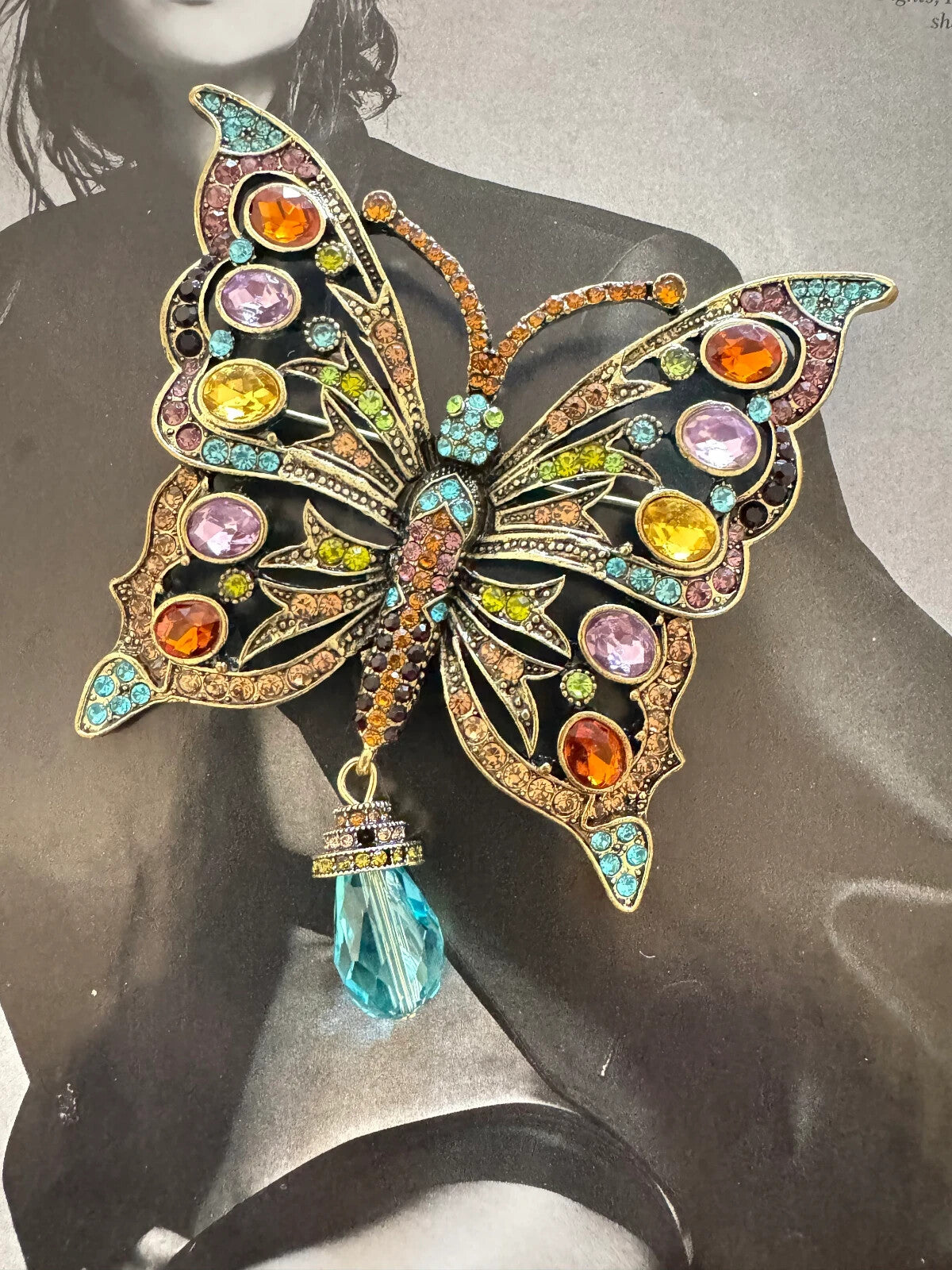 Rhinestone Butterfly Brooch Women Unisex Pin Party Casual