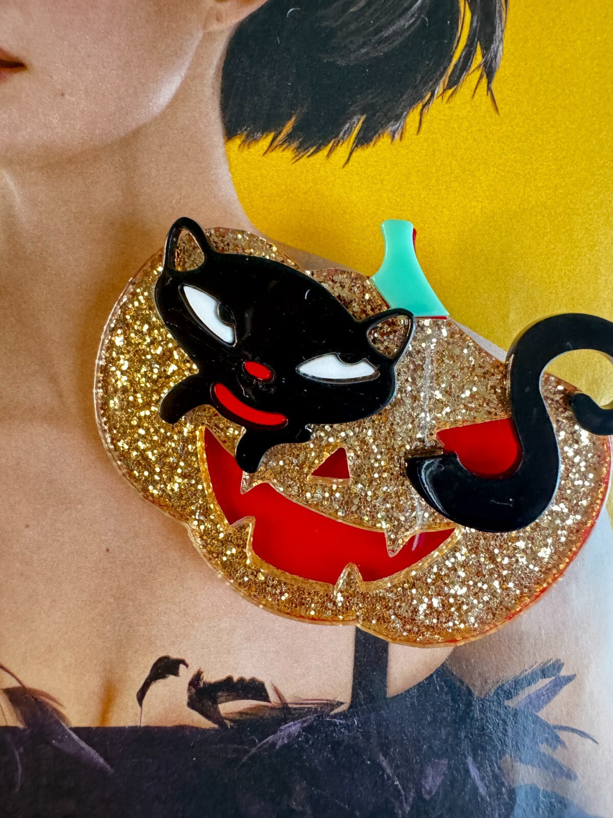 Cat Pumpkin Brooch |Halloween Party  Pin| Women Unisex| Free Shipping 2-5 Days