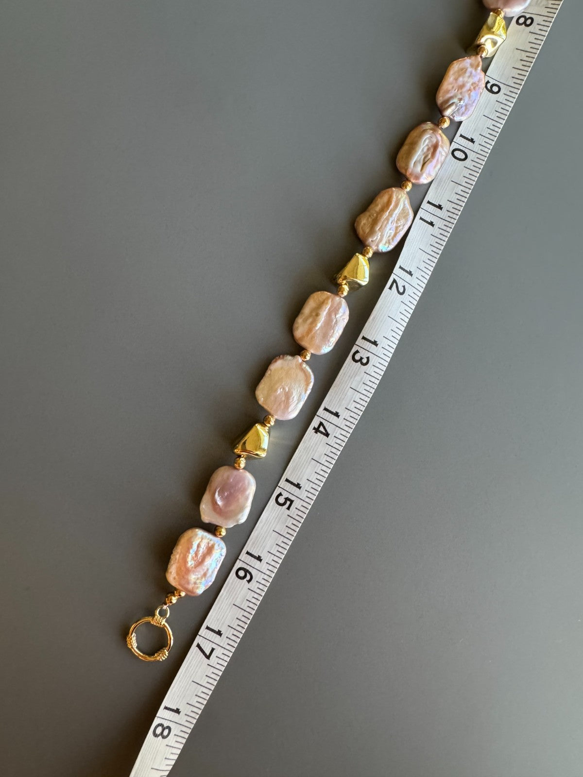Nature  Freshwater Pearl Necklace with Gold-Tone Nugget Beads – 17” – Toggle Cla