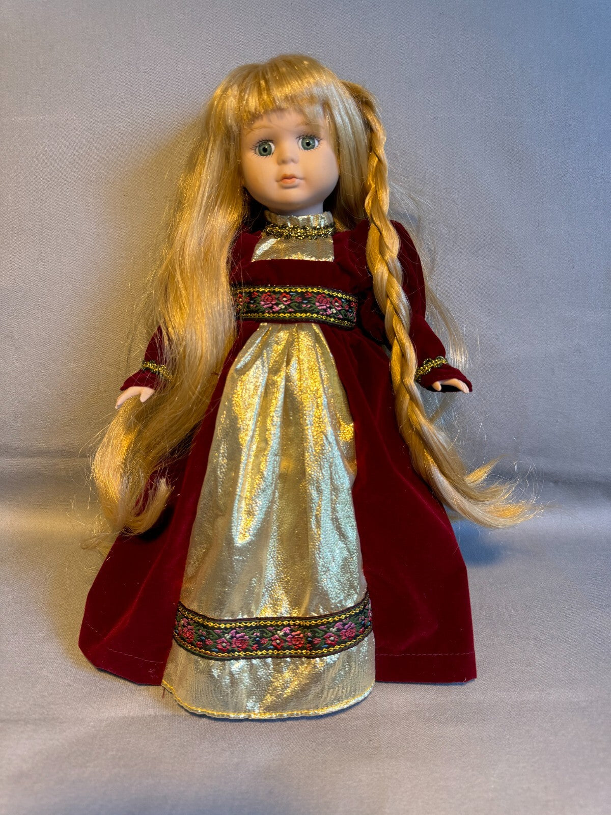 VTG 1995 Disney Princess Rapunzel Doll 12" Porcelain Brass Key Barbara Elizabeth
