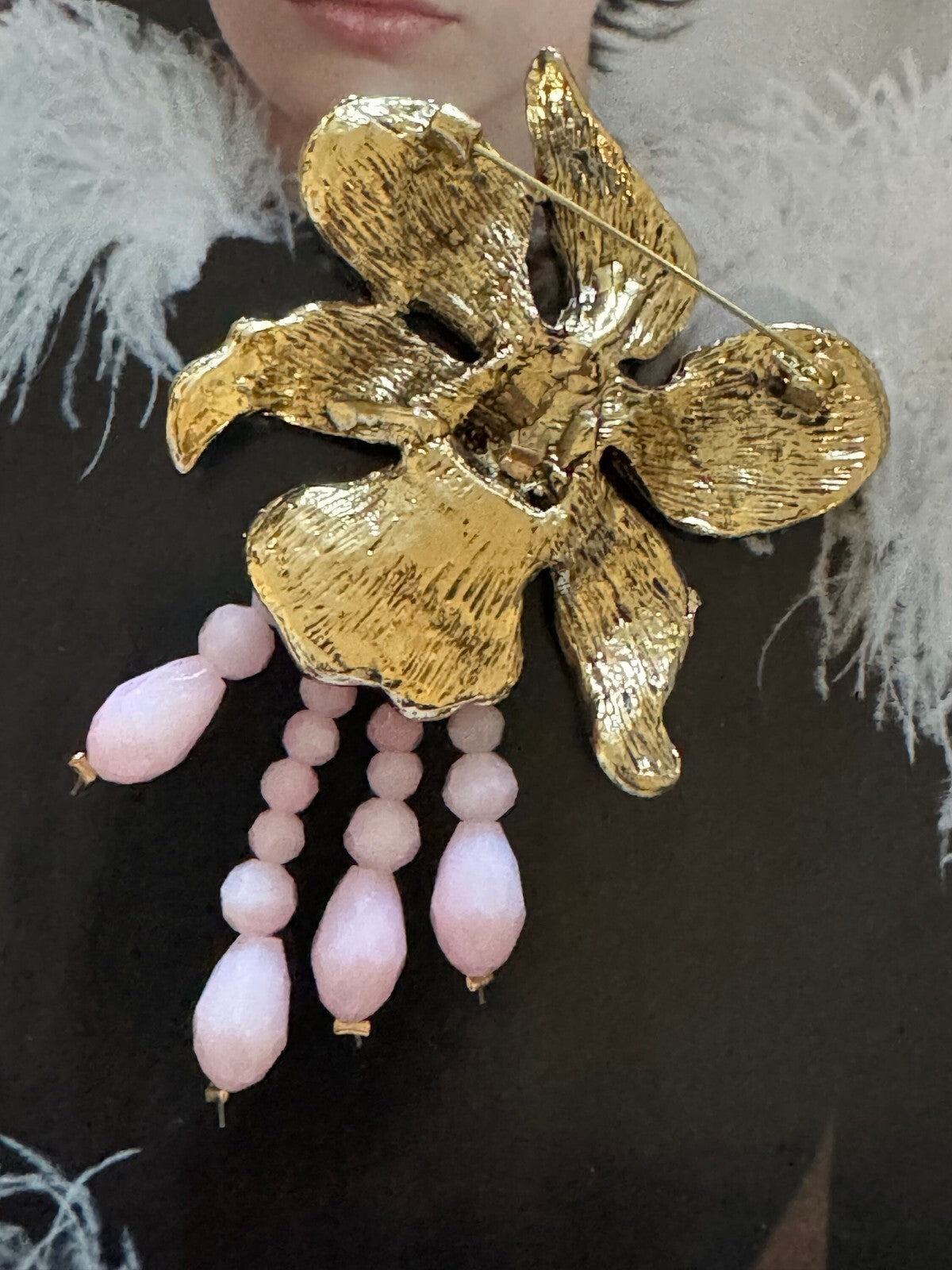 Pink  Orchid Brooch Women Unisex Vintage Pin  Gift Box Free Shipping 2-5 days