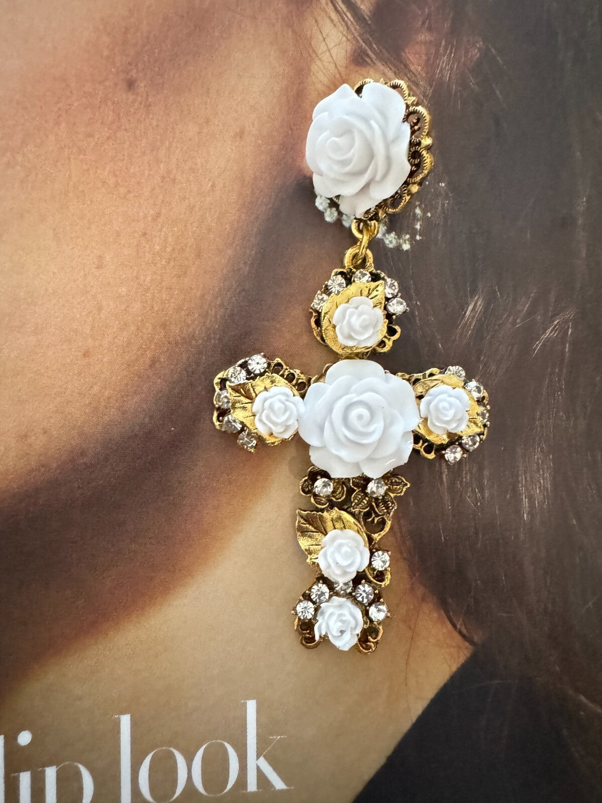 Roses Cross Earring| Fashion Vintage Accessory|  Pin Free Shipping 2-5 Days