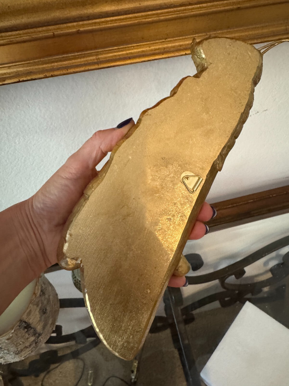 Resin Gold-Plated Grasshopper Mirror Wall Art - Unique Decorative Hanging
