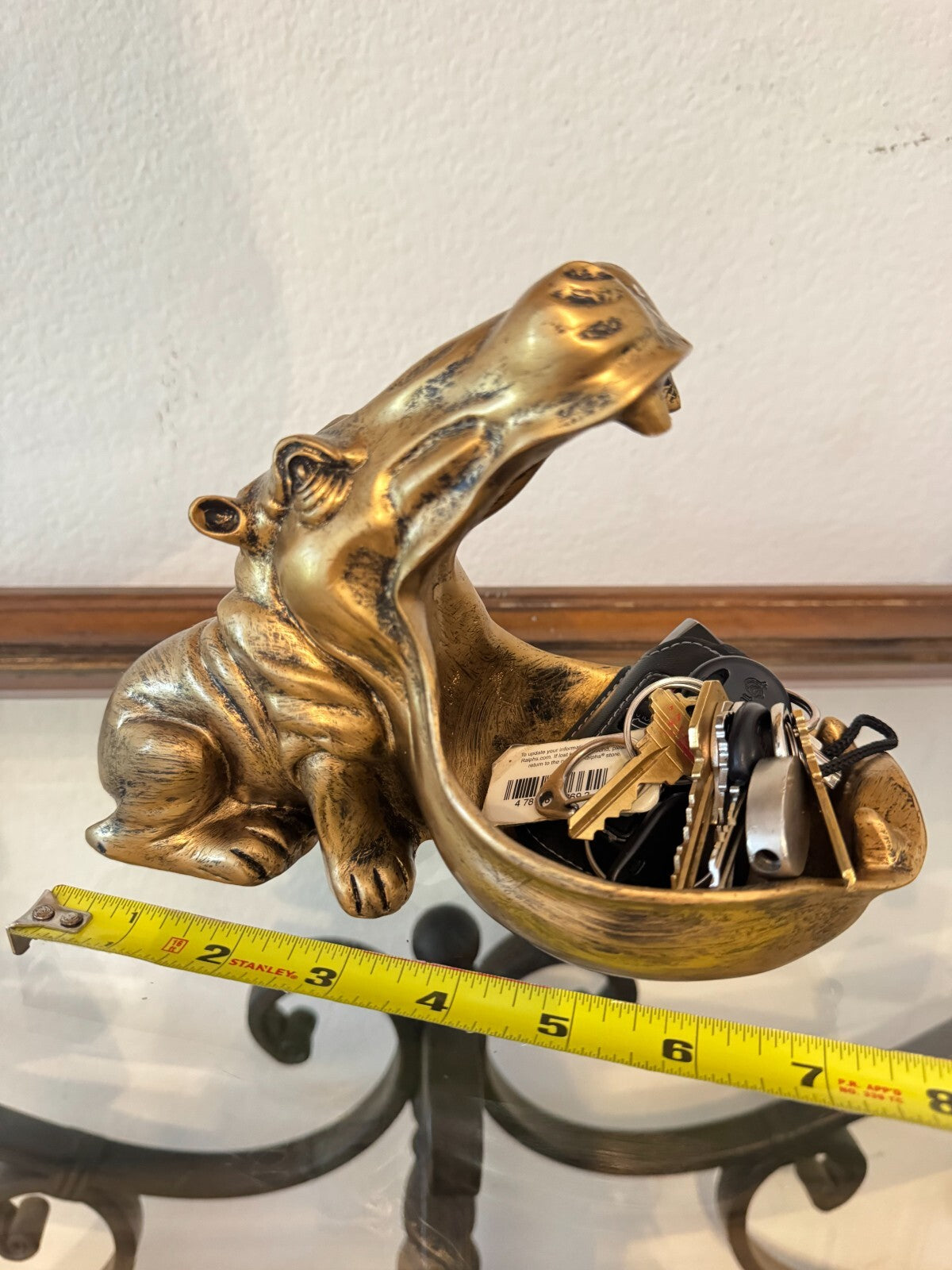 Golden  Hippo Decorative Storage Tray - Stylish Home Decor Accessory for Key