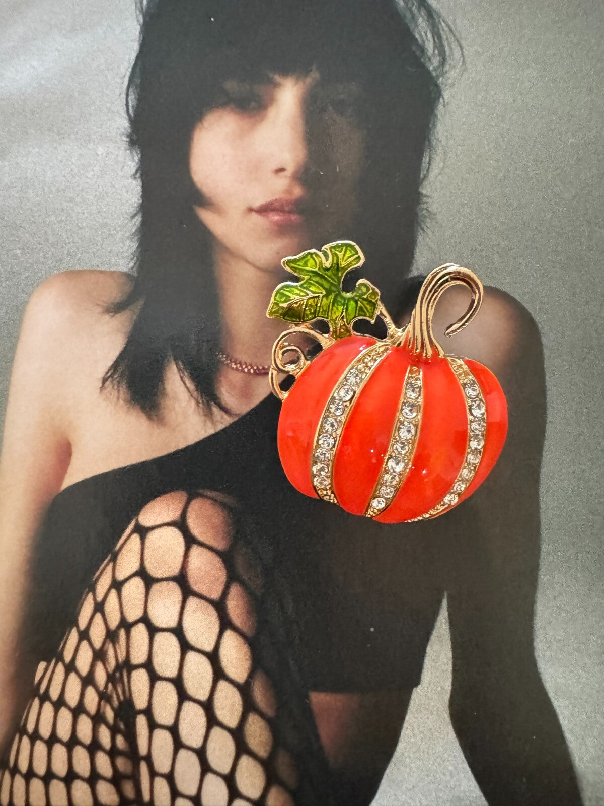 Rhinestone Pumpkin Brooch Halloween Party Pin Women unisex Free Shipping