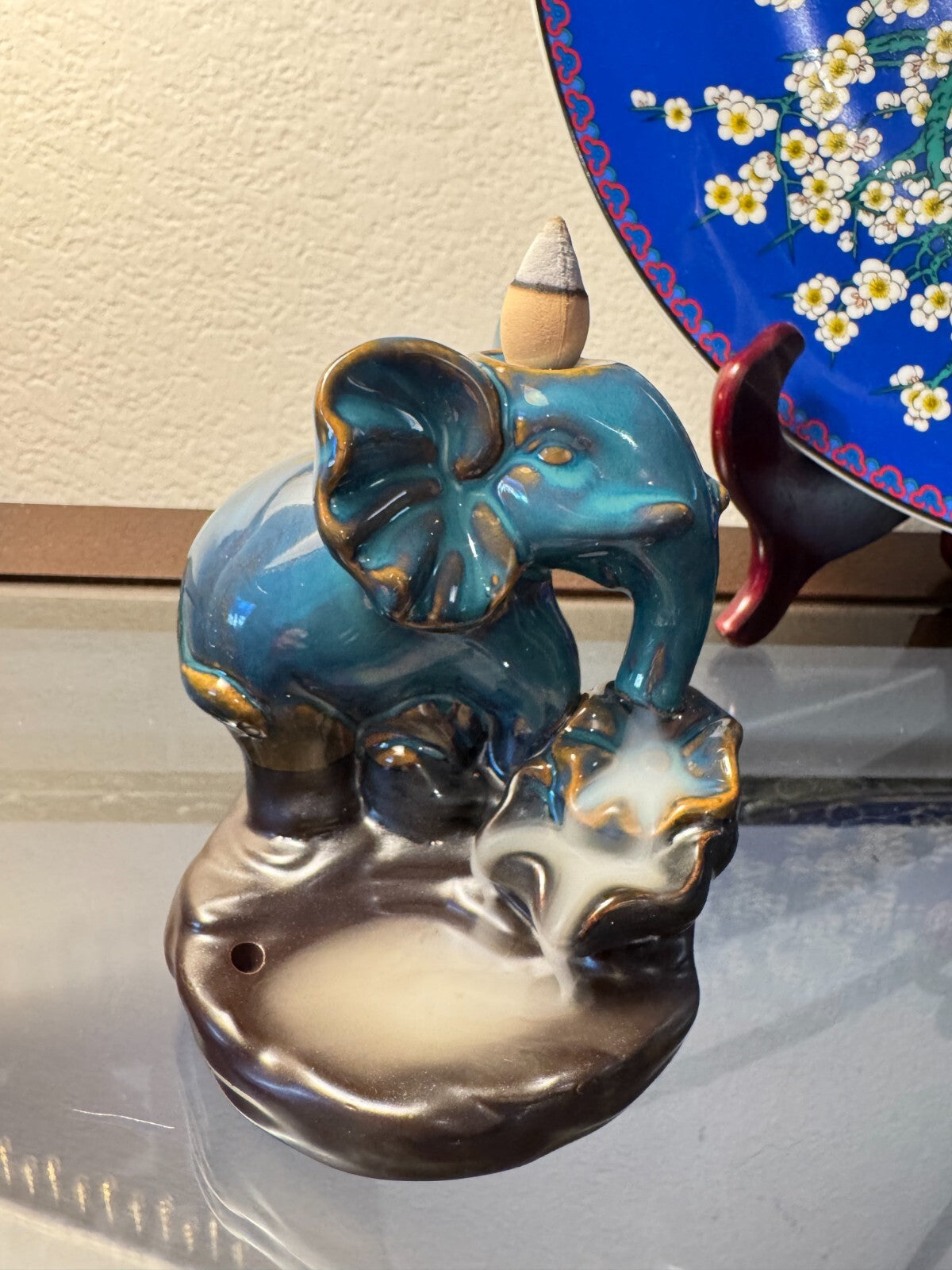 Handmade Ceramic Elephant Backflow Incense Burner Watefror Yoga And Meditation,