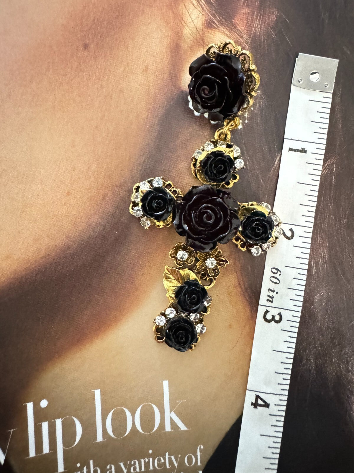 Roses Cross Earring| Fashion Vintage Accessory|  Pin Free Shipping 2-5 Days