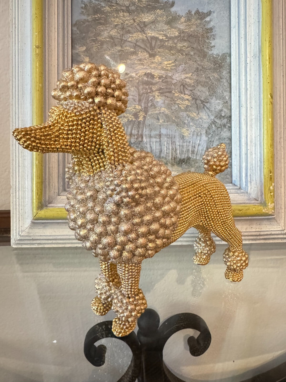 Adorable Poodle Sculpture Resin And Beads, Perfect For Home Decor  And Offices.