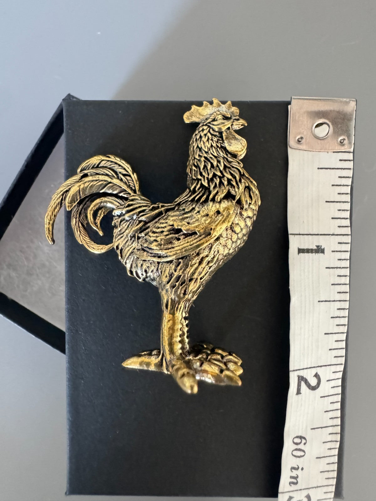 Elegant Brass Rooster and Hen Figurine Set Brand New Gift Box