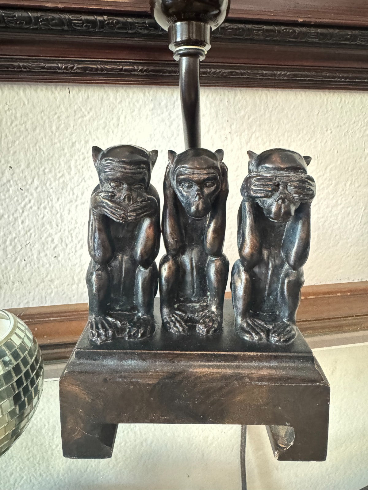 Pair of Vintage Resin Monkey Lamps – “See No Evil, Hear No Evil, Speak No Evil”