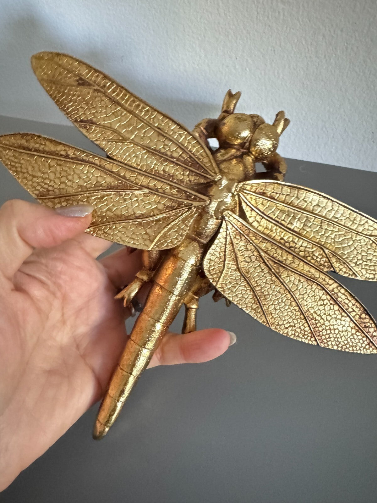 Gold Dragonfly Resin  Wall Figurine Gift Home Decor