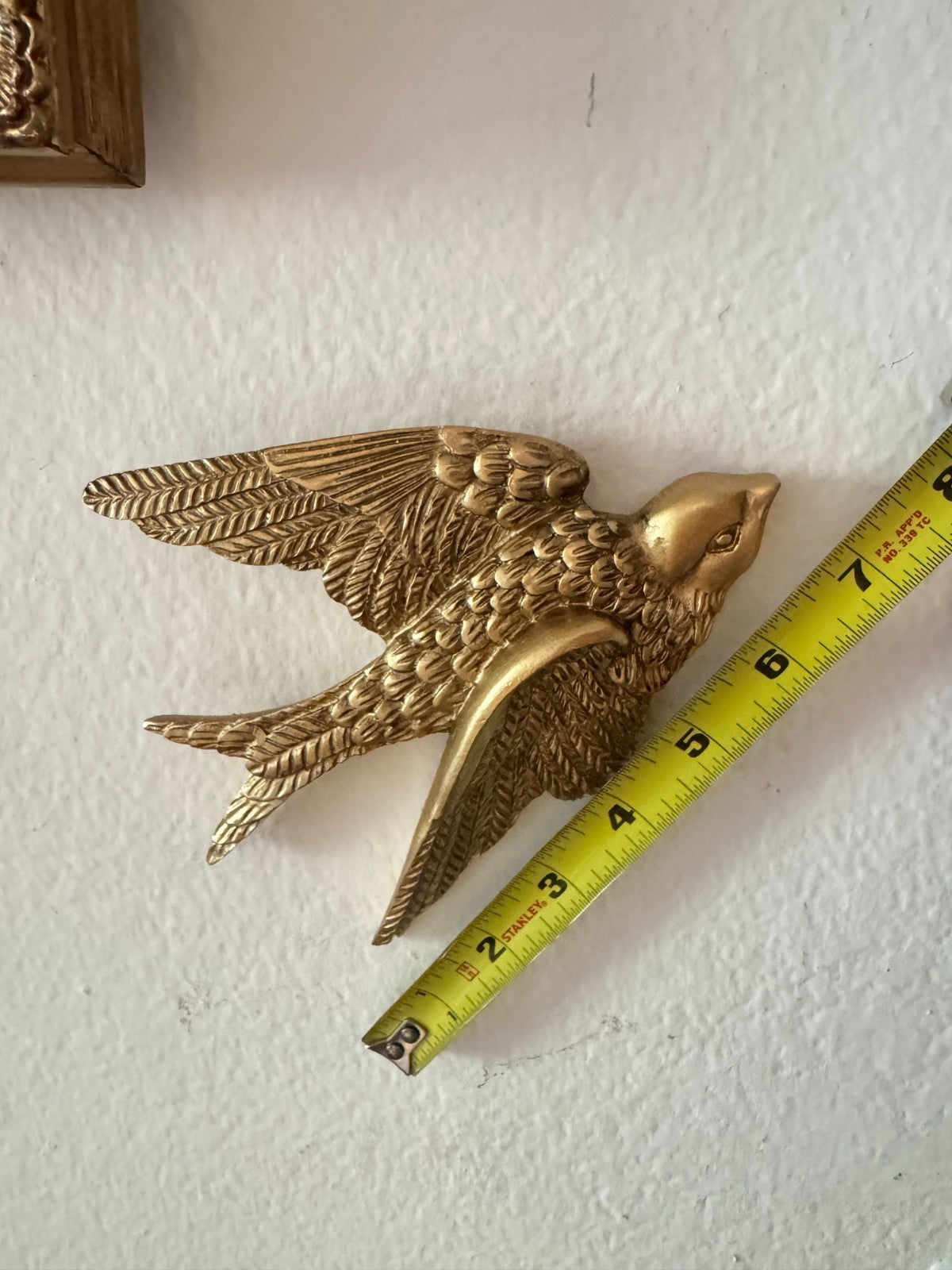 Golden Resin Flying Swallows Wall Decor – Set of 3 Birds (1 Large 7”, 2 Small 5”