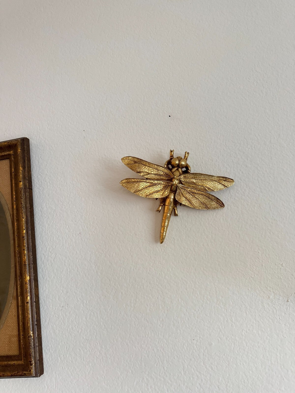Gold Dragonfly Resin  Wall Figurine Gift Home Decor