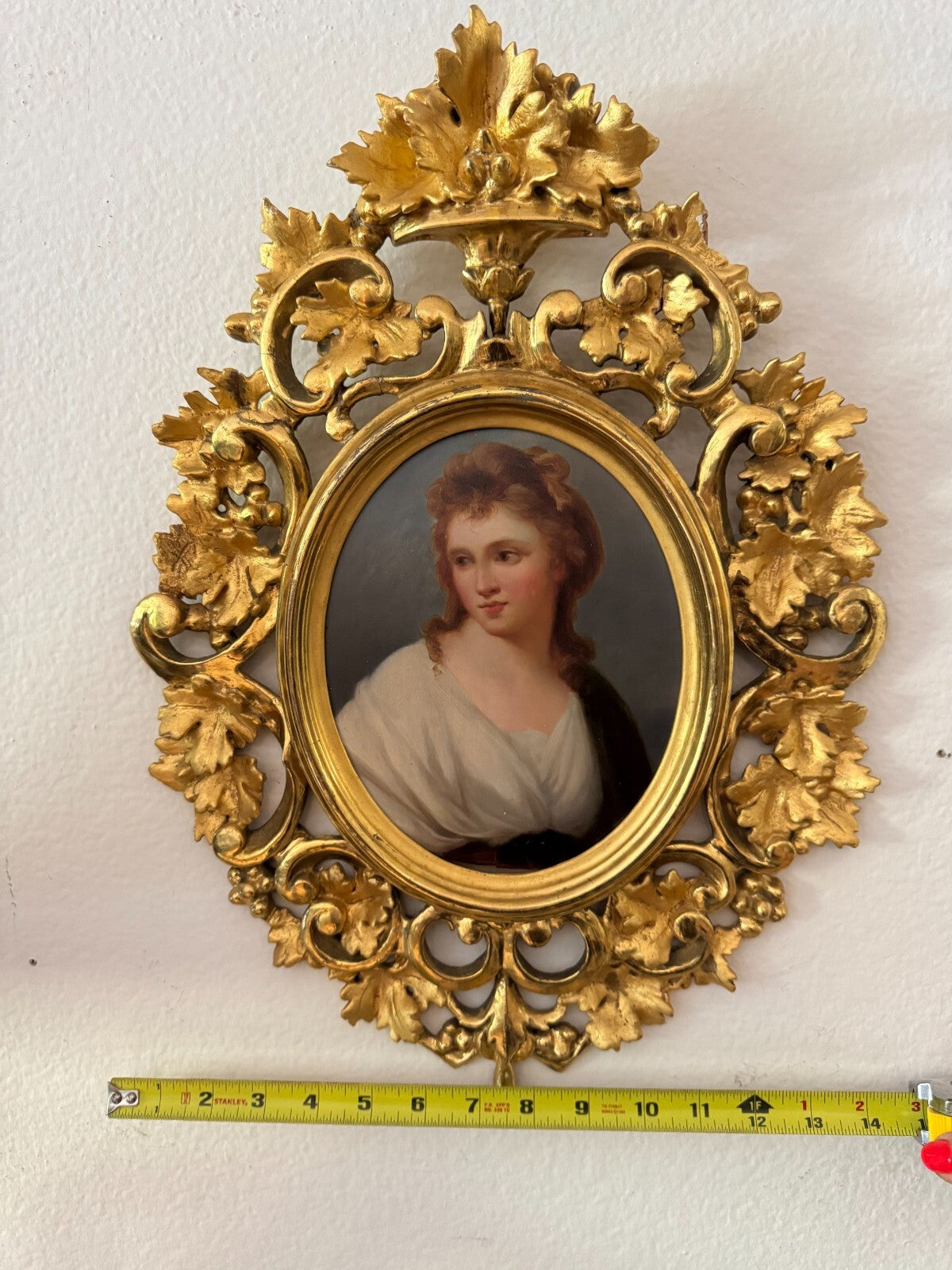 Antique French Portrait Canvas by Léon Girardet in Ornate Gilt Frame, 19th Centu