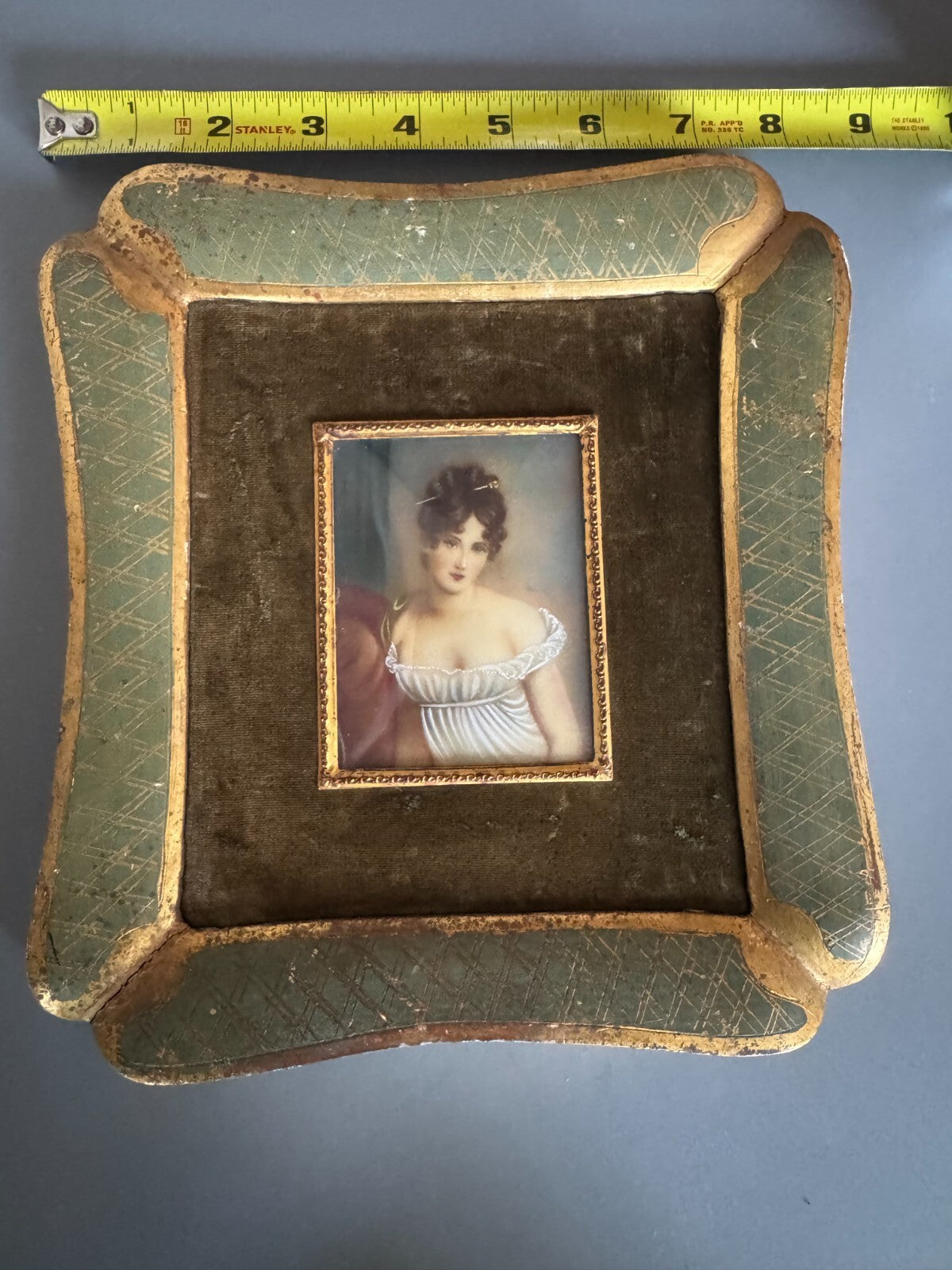 Antique Miniature Portrait Paining  Regency Lady in Ornate Frame Signed ''Heimo