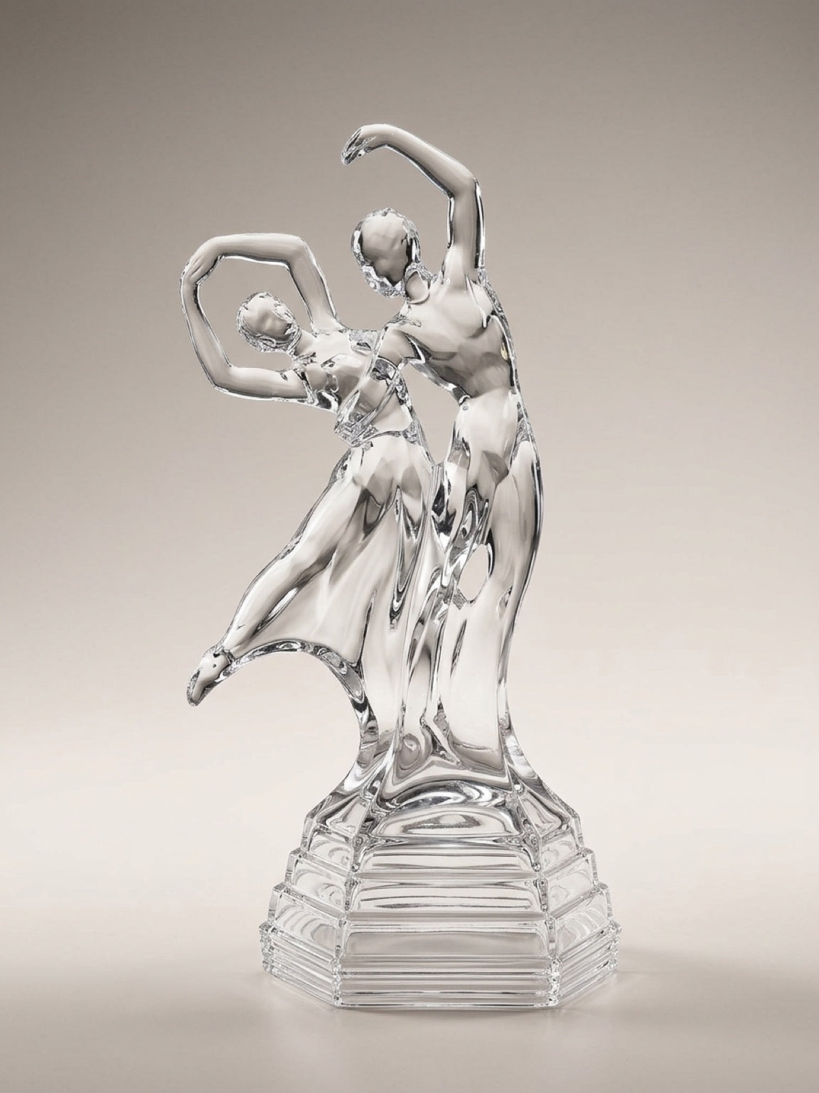 💎 Vintage Crystal Dancing Couple Figurine & Candlestick Holders – Set of 3