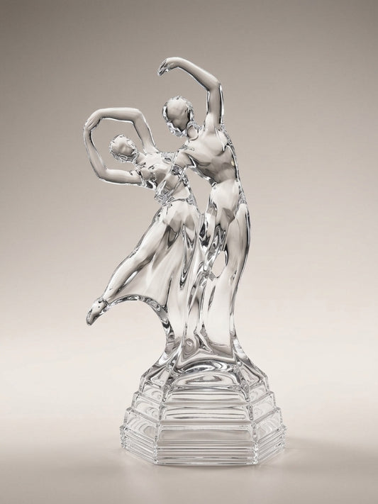 💎 Vintage Crystal Dancing Couple Figurine & Candlestick Holders – Set of 3