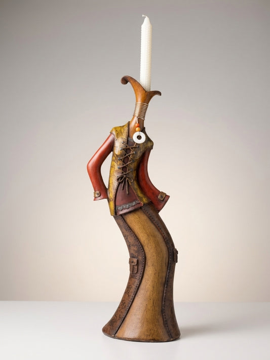 🕯️ Vintage Wooden Candle Holder Dress Form Figurine Boho Decor Tall 25”