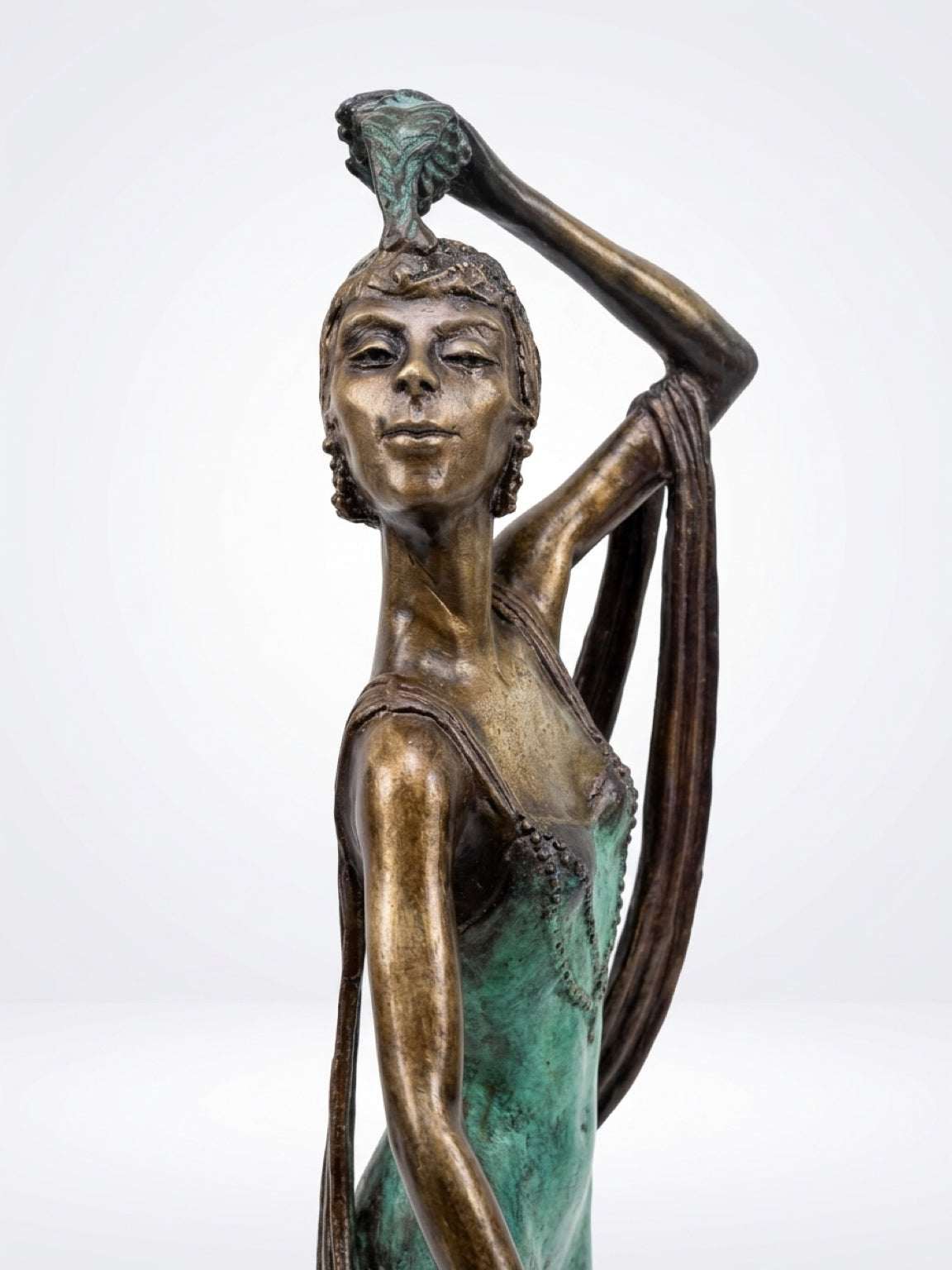 Vintage Mirror Girl Sculpture After Demétre Chiparus – 1925 Design