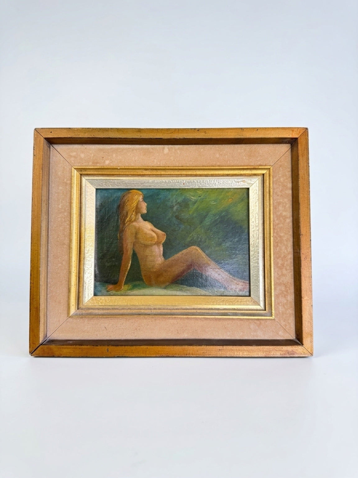 Original Female Nude Oil Painting on Artist’s Board | Signed Vintage Framed Artwork