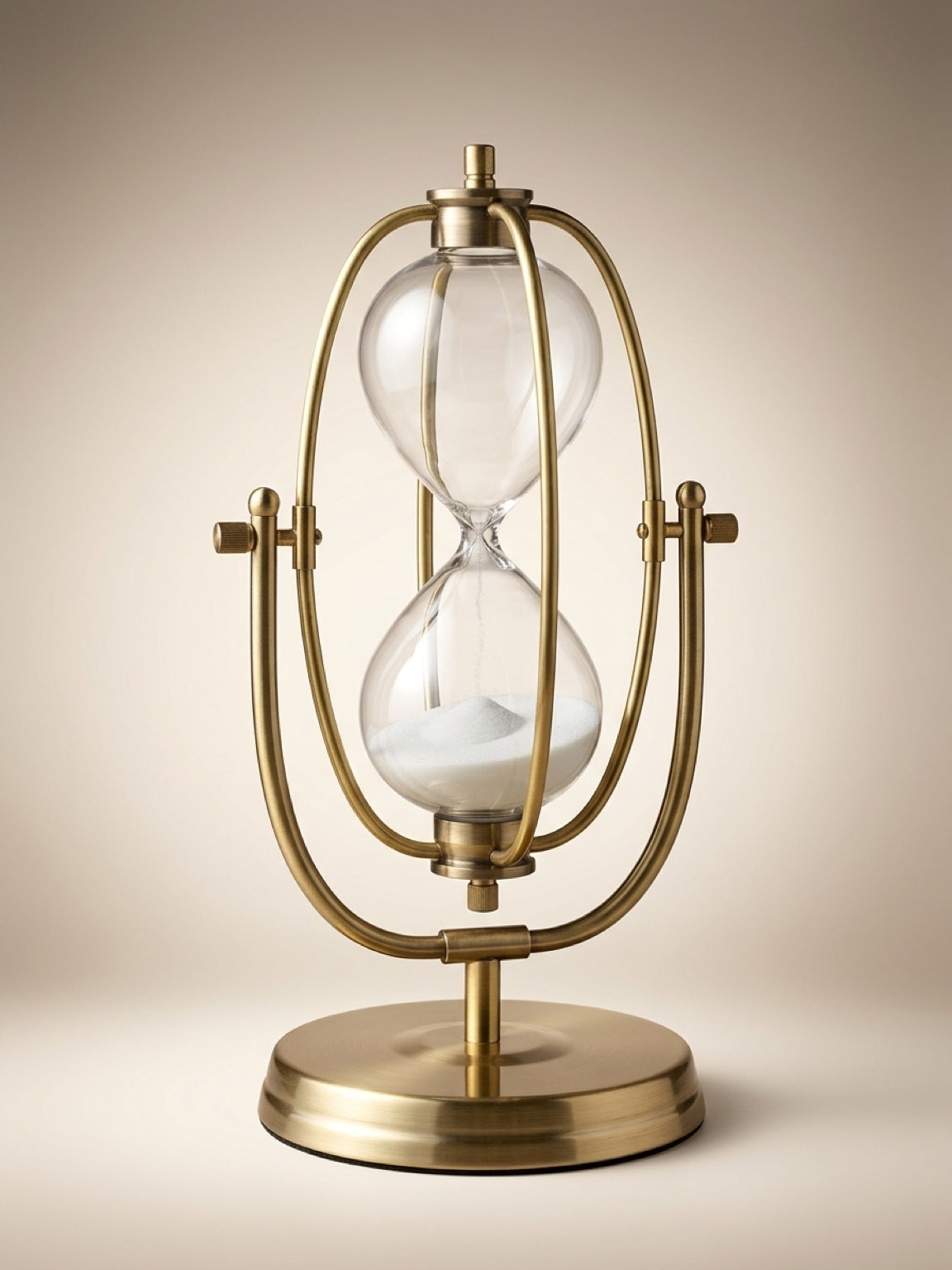 ⌛ 30 Minute Brass Hourglass, Antique Style Metal Sand Timer, White Sand Desk Decor
