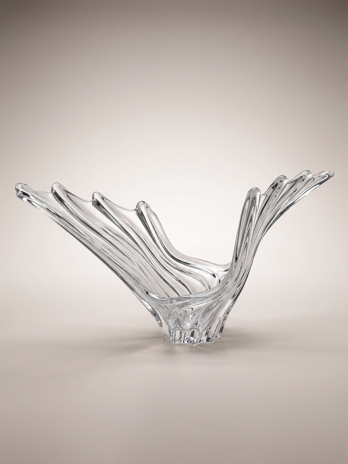 Vintage Mid-Century Sculptural Clear Art Glass Centerpiece – 26”