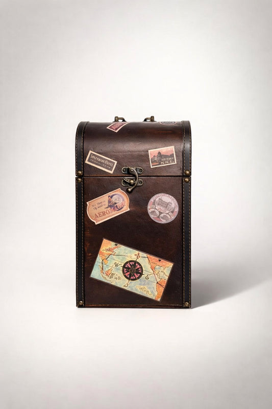 Vintage Style Travel Wine Bottle Holder Chest Wooden Suitcase Box Bar Decor 13x8