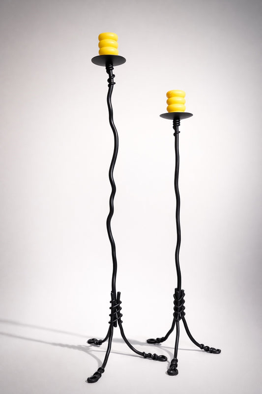 Tall Wrought Iron Floor Candle Holders Set of 2 Twisted Metal 48” & 40” LOCAL PICKUP